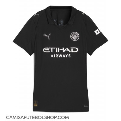 Camisa de time de futebol Manchester City Jeremy Doku #11 Replicas 2º Equipamento Feminina 2025-26 Manga Curta Camisa de time de futebol Manchester City Jeremy Doku #11 Replicas 2º Equipamento Feminina 2025-26 Manga Curta